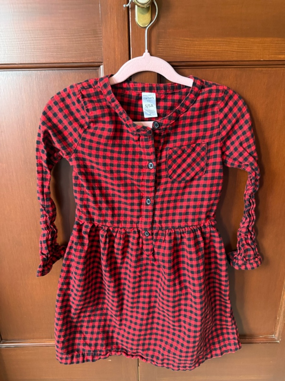 Carter's Red and Black Buffalo Plaid Button-Front Girls' Dress
